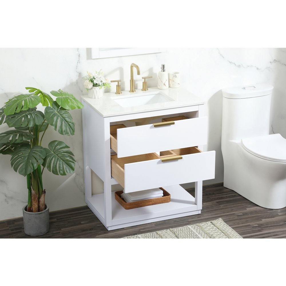30 inch Single bathroom vanity in white
