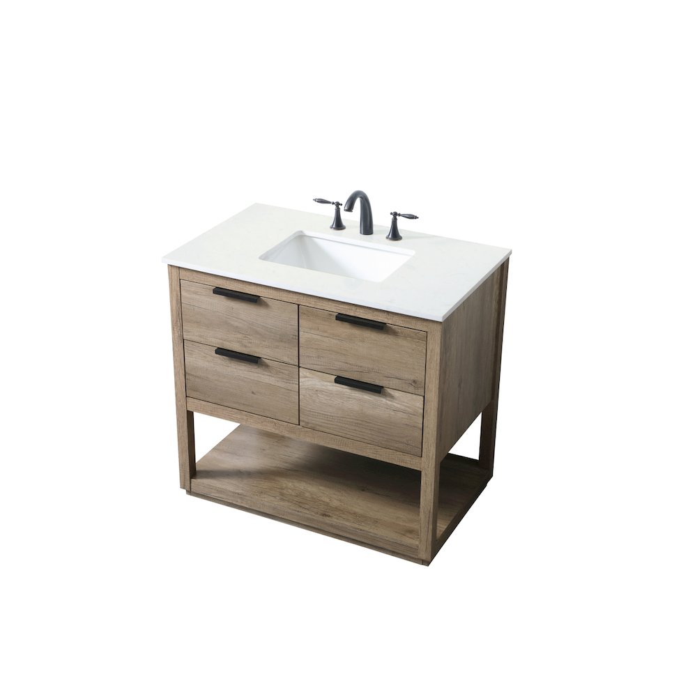 36 Inch SIngle Bathroom Vanity In Natural Oak