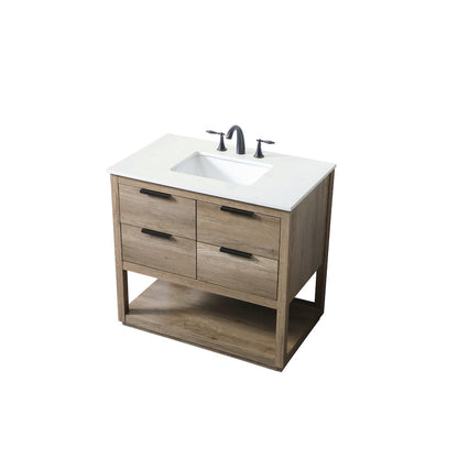 36 Inch SIngle Bathroom Vanity In Natural Oak