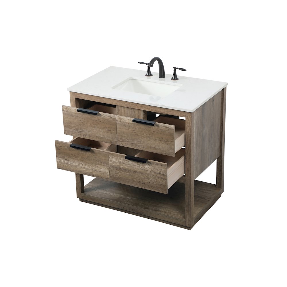 36 Inch SIngle Bathroom Vanity In Natural Oak