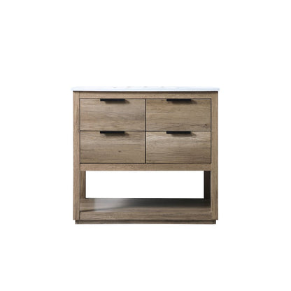 36 Inch SIngle Bathroom Vanity In Natural Oak