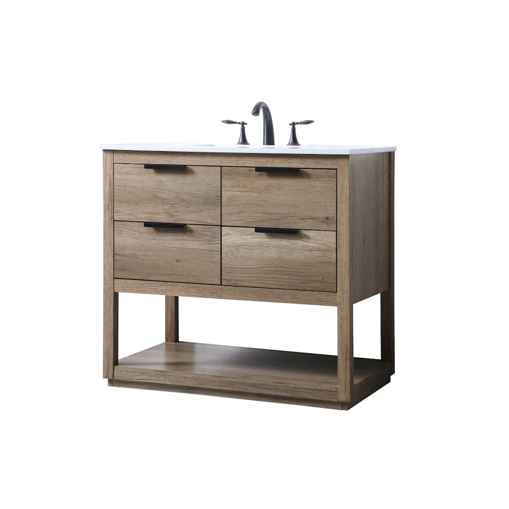 36 Inch SIngle Bathroom Vanity In Natural Oak