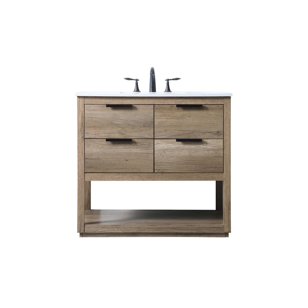 36 Inch SIngle Bathroom Vanity In Natural Oak