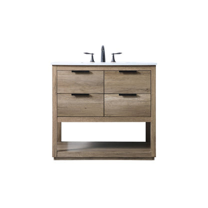 36 Inch SIngle Bathroom Vanity In Natural Oak