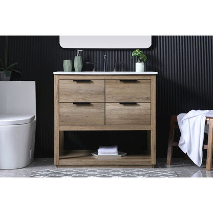36 Inch SIngle Bathroom Vanity In Natural Oak