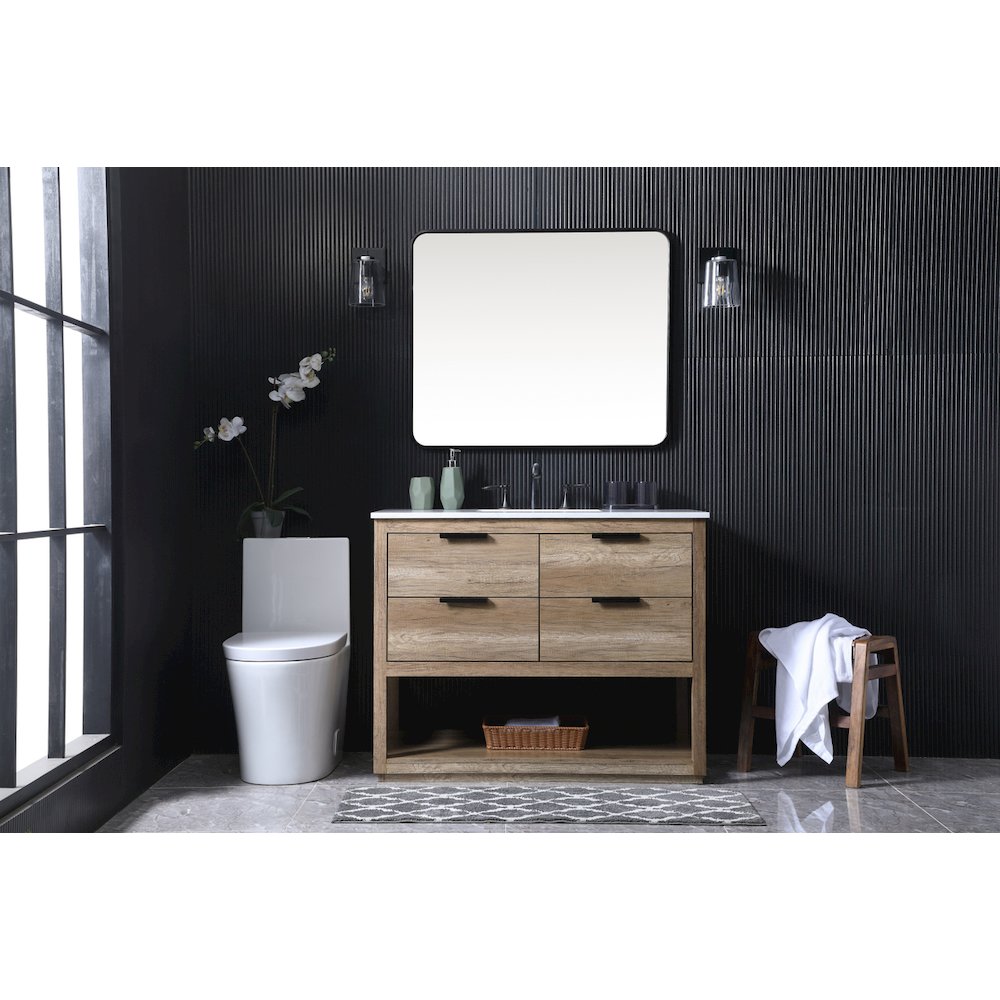 42 Inch SIngle Bathroom Vanity In Natural Oak