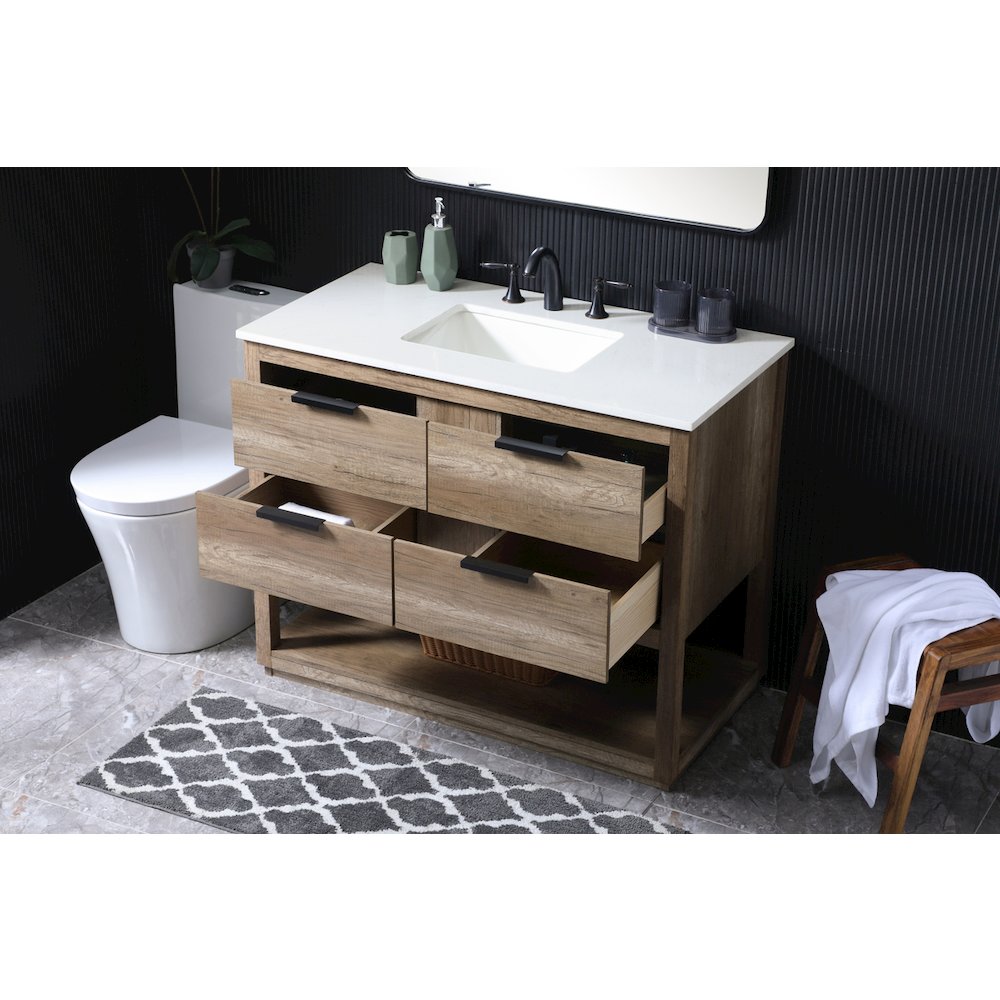 42 Inch SIngle Bathroom Vanity In Natural Oak
