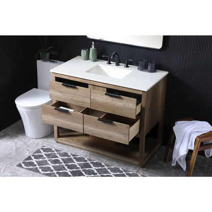 42 Inch SIngle Bathroom Vanity In Natural Oak