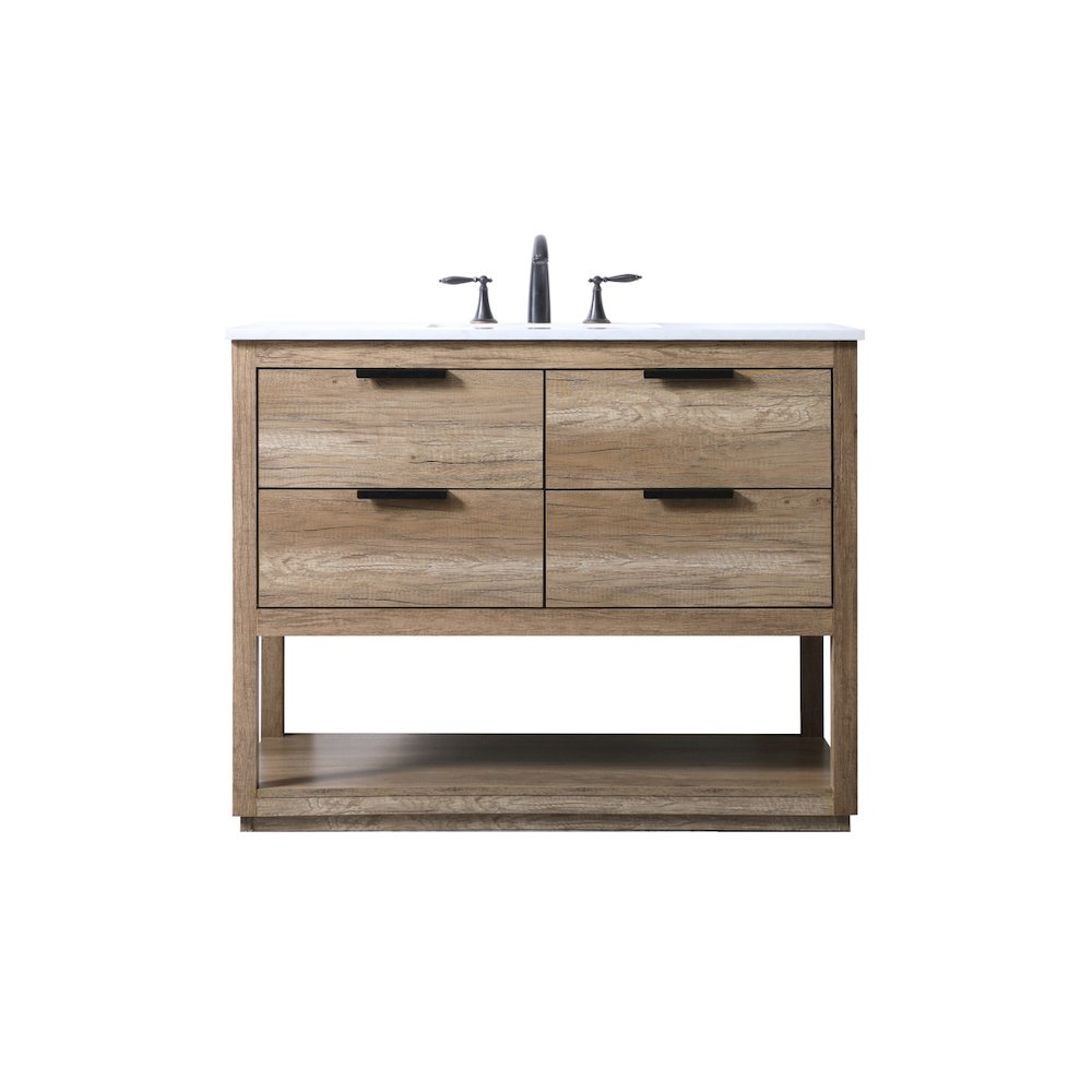 42 Inch SIngle Bathroom Vanity In Natural Oak