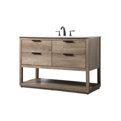 48 Inch SIngle Bathroom Vanity In Natural Oak