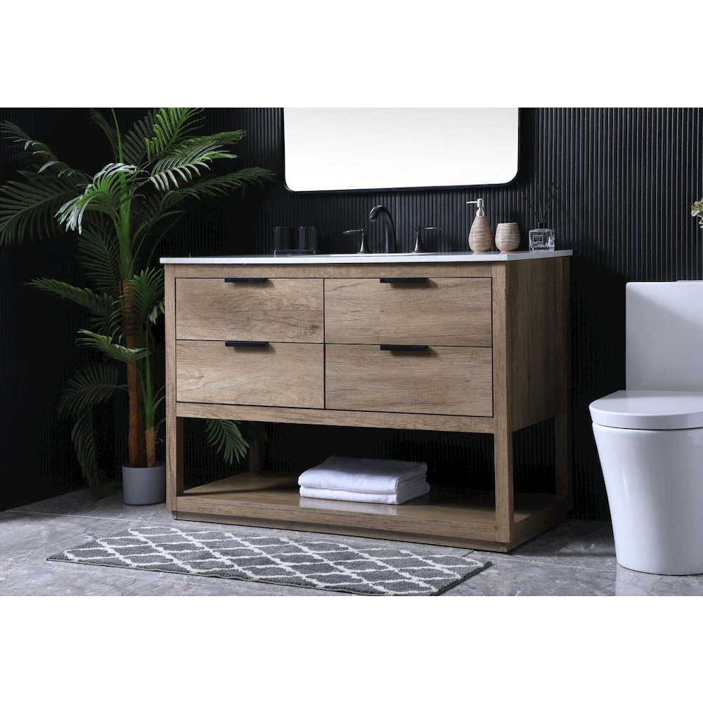 48 Inch SIngle Bathroom Vanity In Natural Oak