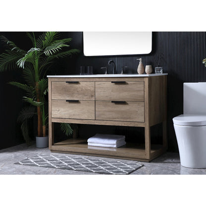 48 Inch SIngle Bathroom Vanity In Natural Oak