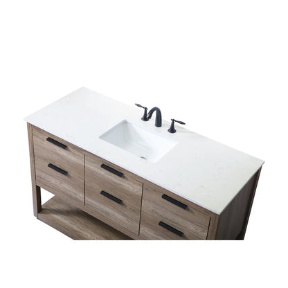 54 Inch SIngle Bathroom Vanity In Natural Oak