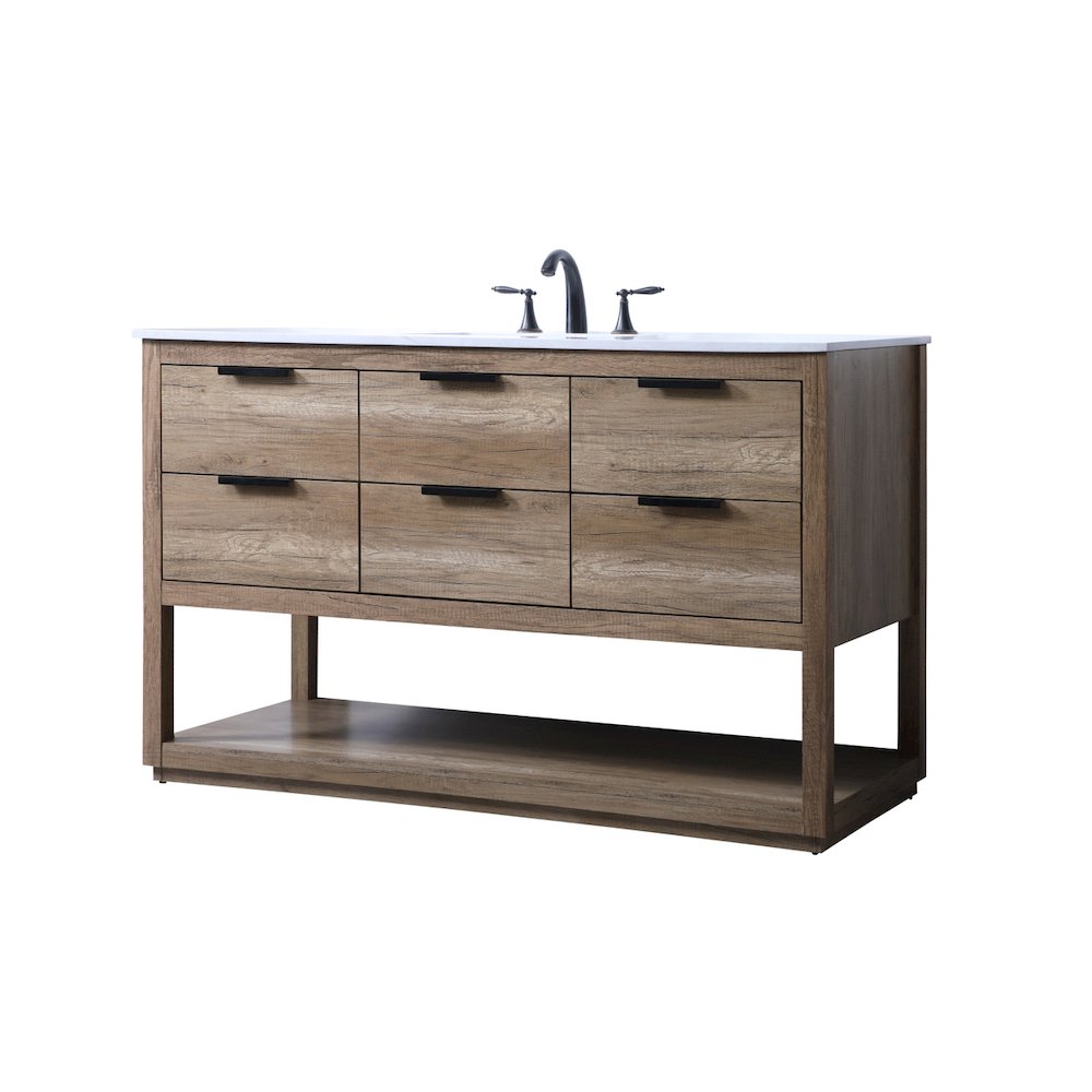 54 Inch SIngle Bathroom Vanity In Natural Oak