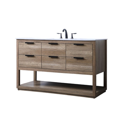 54 Inch SIngle Bathroom Vanity In Natural Oak