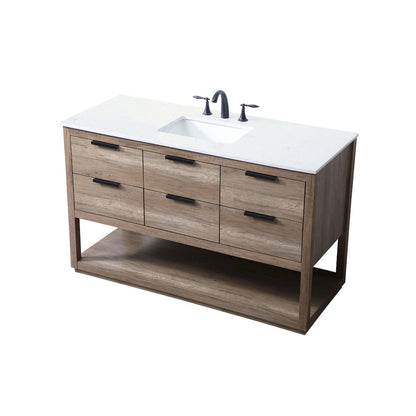 54 Inch SIngle Bathroom Vanity In Natural Oak