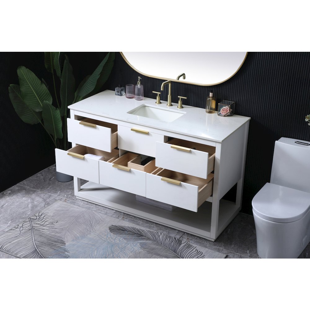 54 Inch SIngle Bathroom Vanity In White