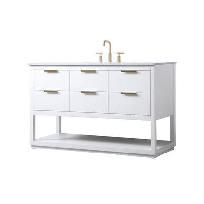 54 Inch SIngle Bathroom Vanity In White