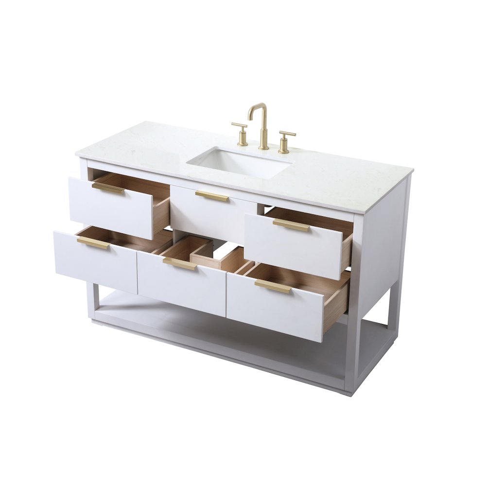 54 Inch SIngle Bathroom Vanity In White