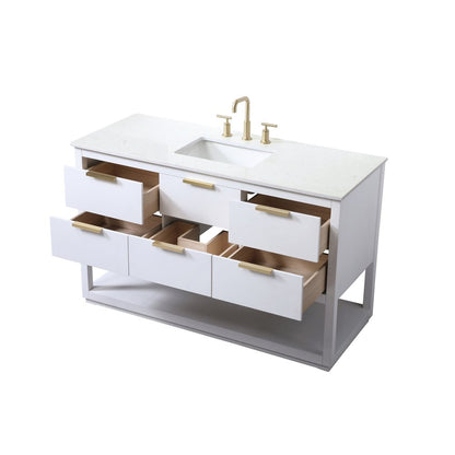 54 Inch SIngle Bathroom Vanity In White