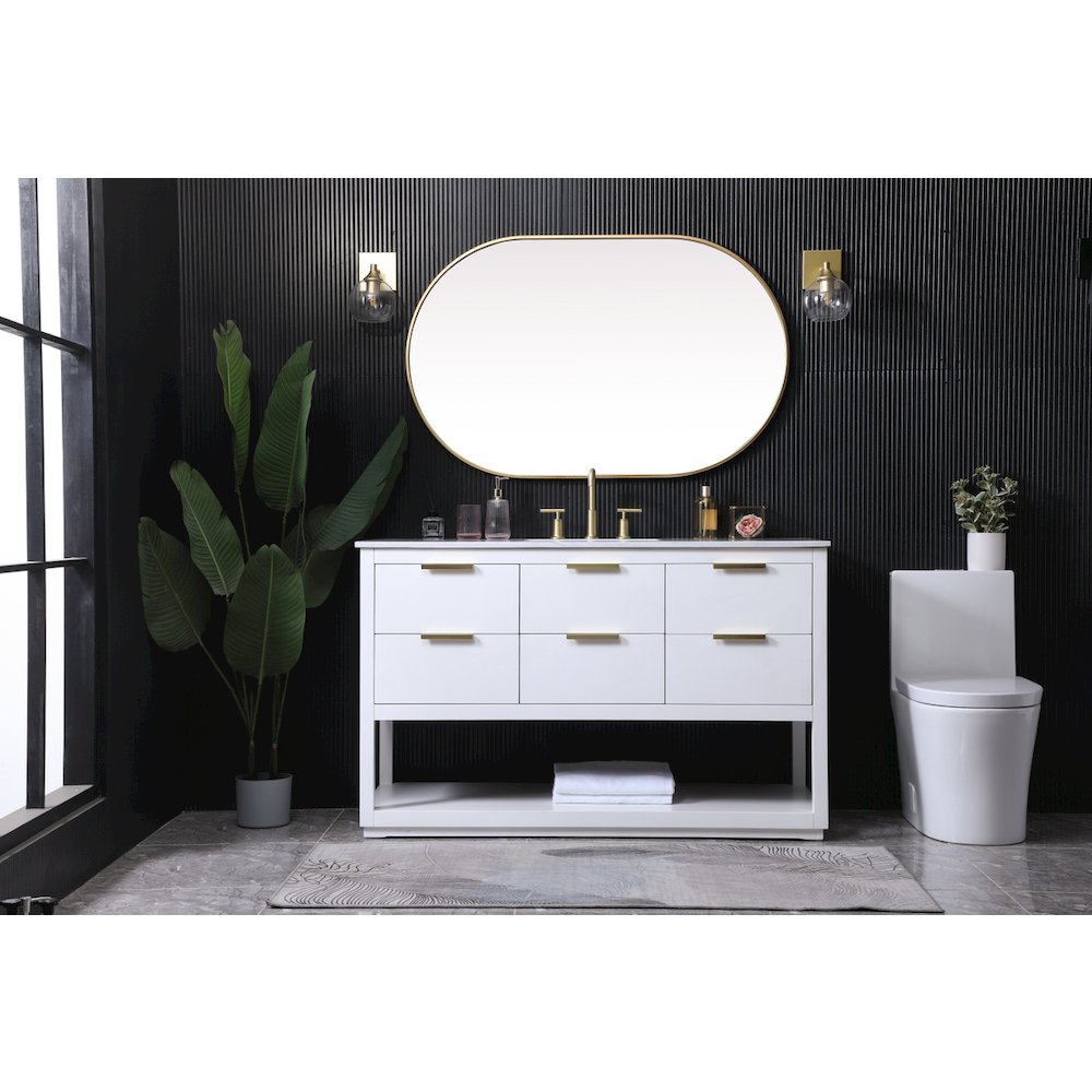 54 Inch SIngle Bathroom Vanity In White