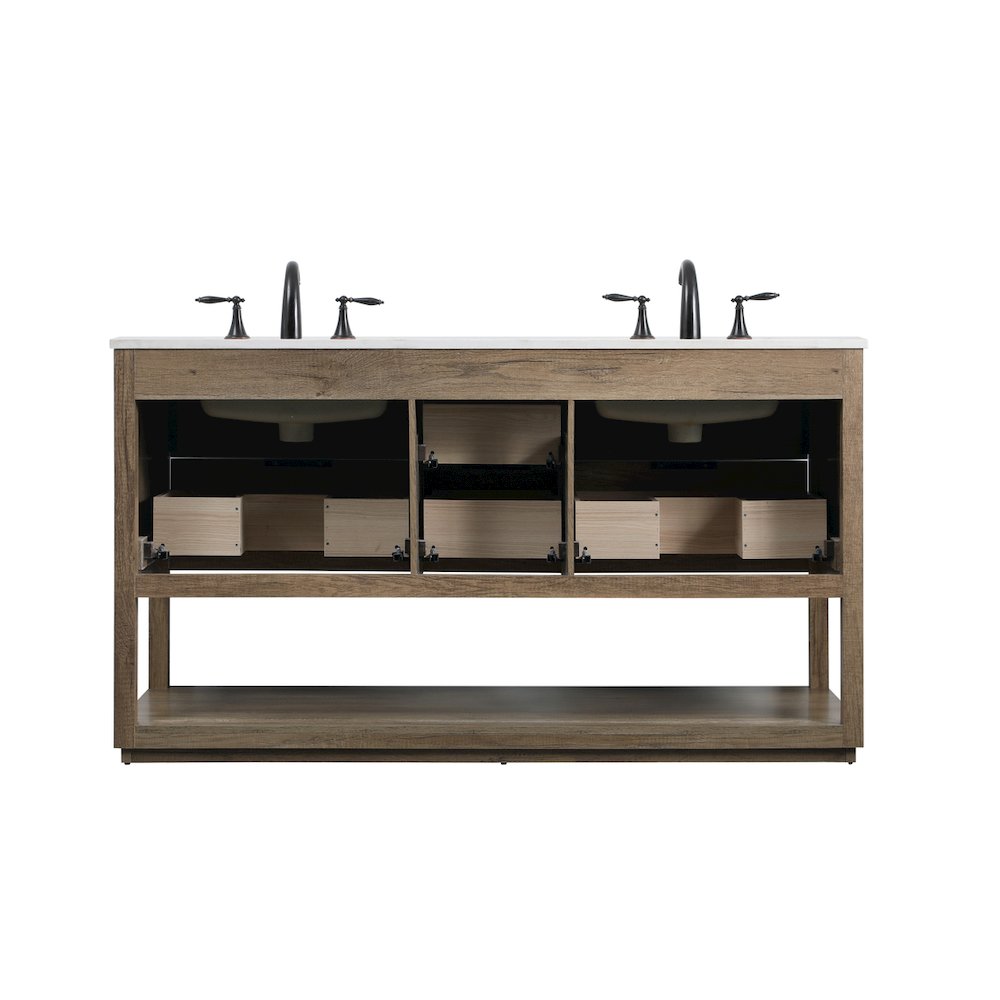 60 Inch Double Bathroom Vanity In Natural Oak