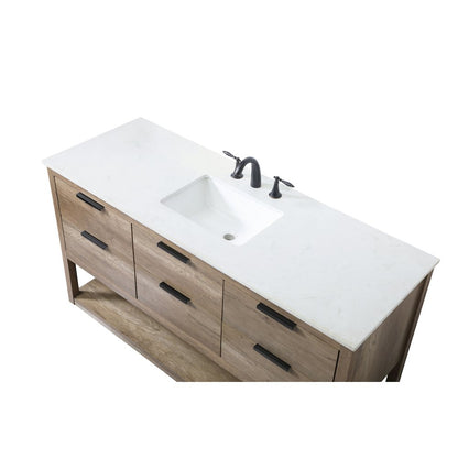 60 Inch SIngle Bathroom Vanity In Natural Oak