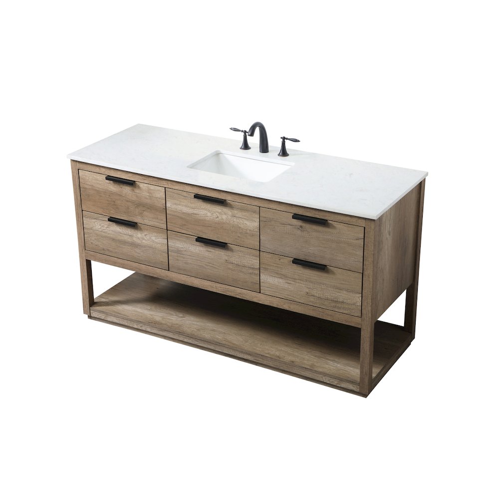 60 Inch SIngle Bathroom Vanity In Natural Oak