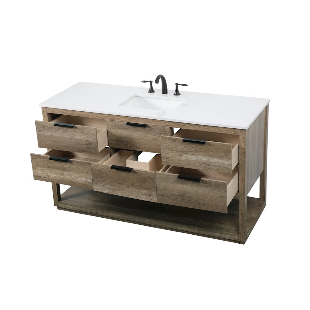 60 Inch SIngle Bathroom Vanity In Natural Oak