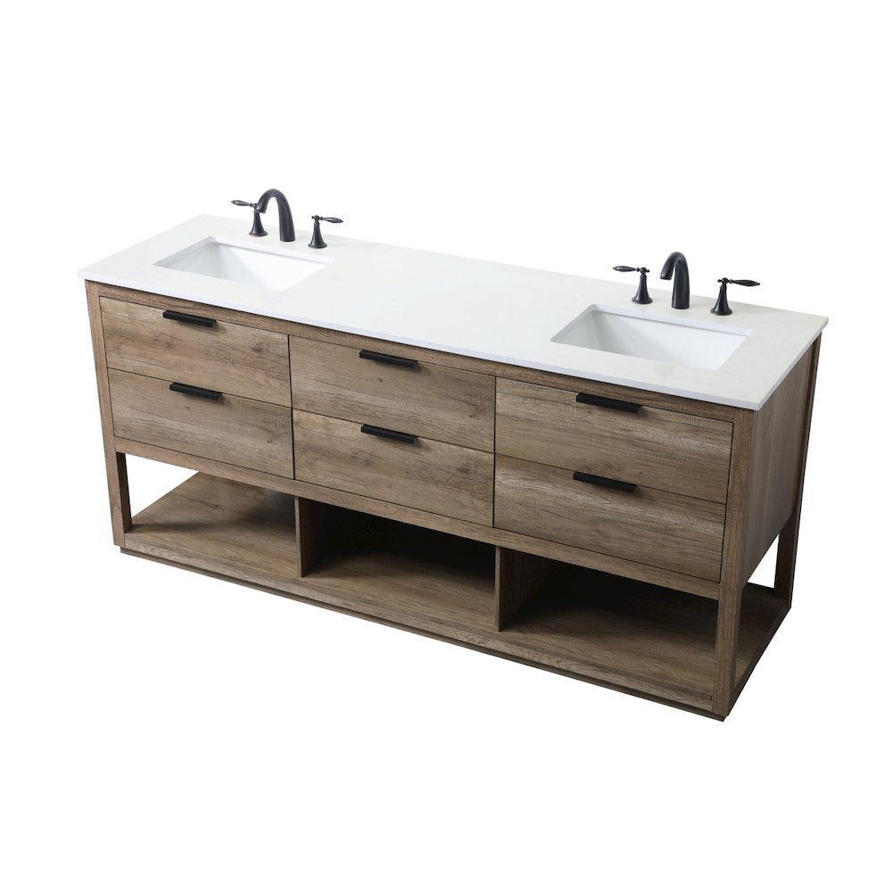 72 Inch Double Bathroom Vanity In Natural Oak