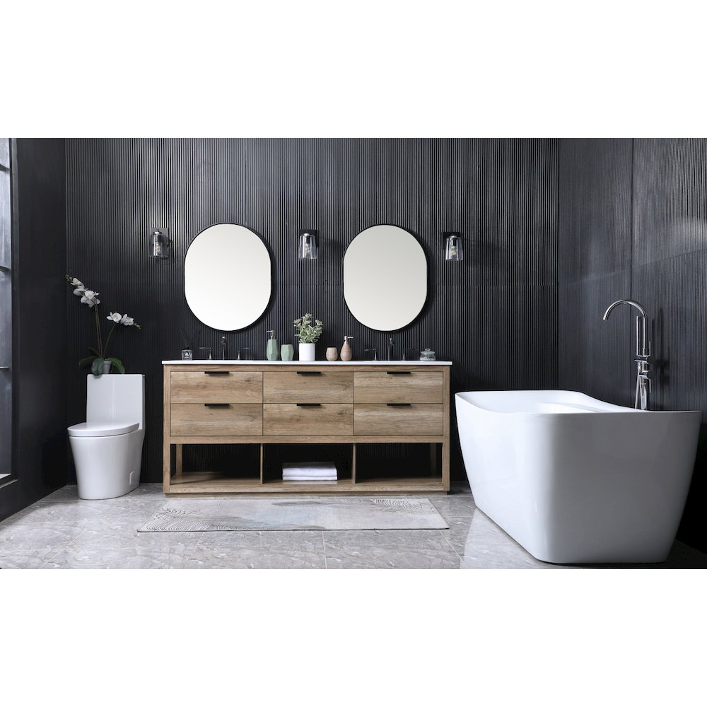 72 Inch Double Bathroom Vanity In Natural Oak