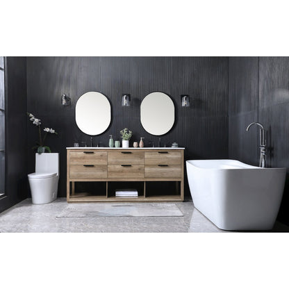 72 Inch Double Bathroom Vanity In Natural Oak