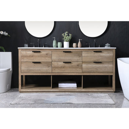 72 Inch Double Bathroom Vanity In Natural Oak