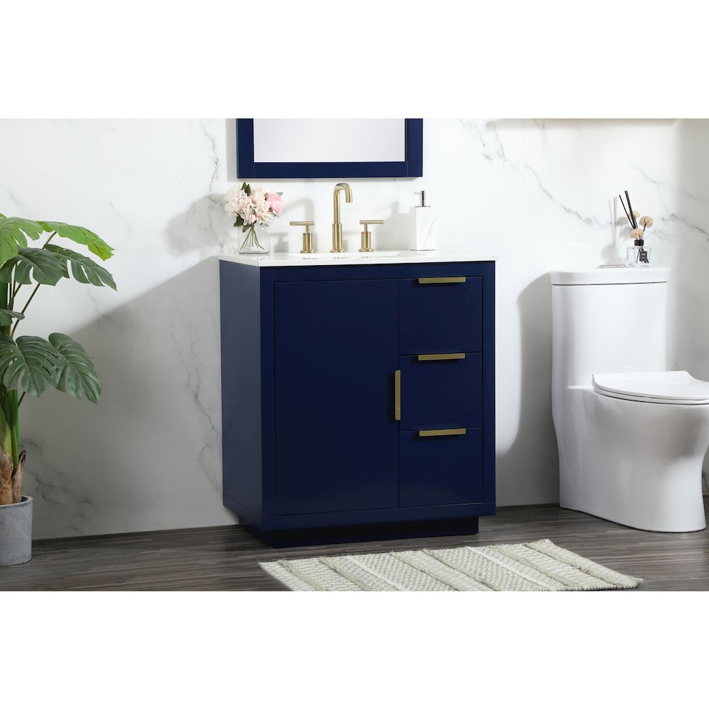 30 inch Single bathroom vanity in blue