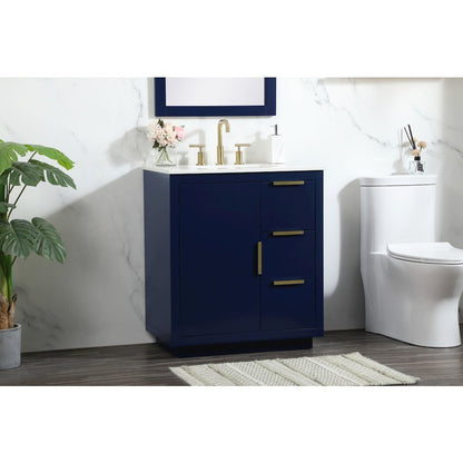 30 inch Single bathroom vanity in blue