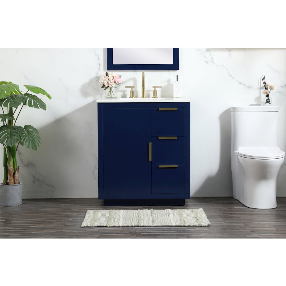 30 inch Single bathroom vanity in blue