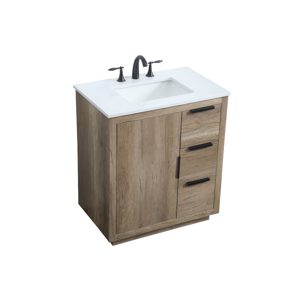 30 Inch SIngle Bathroom Vanity In Natural Oak