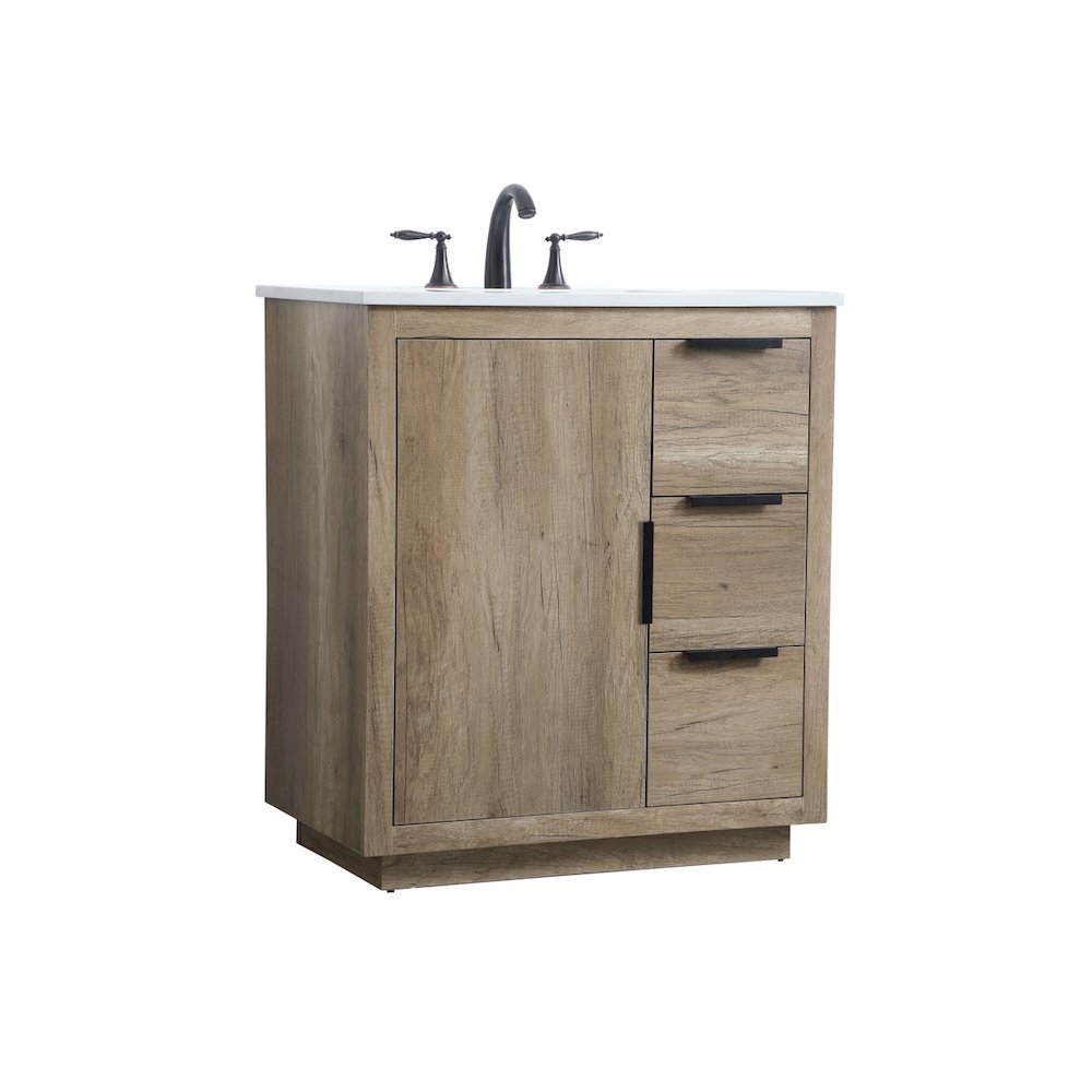 30 Inch SIngle Bathroom Vanity In Natural Oak
