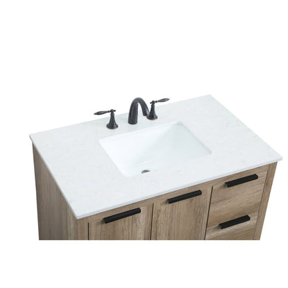 36 Inch SIngle Bathroom Vanity In Natural Oak