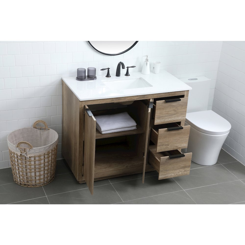 42 Inch SIngle Bathroom Vanity In Natural Oak