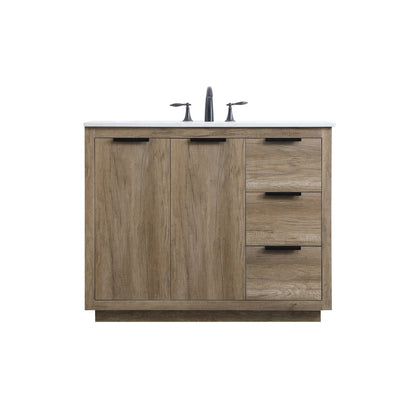 42 Inch SIngle Bathroom Vanity In Natural Oak