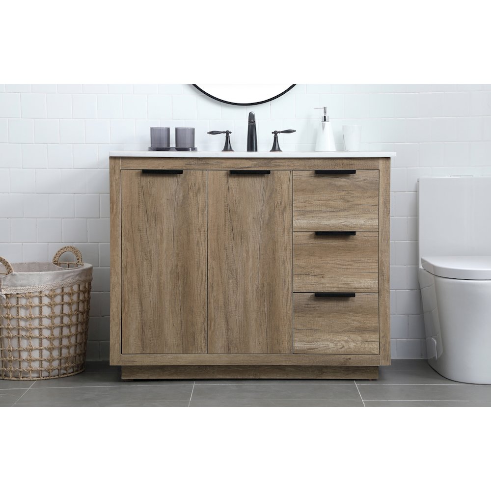 42 Inch SIngle Bathroom Vanity In Natural Oak