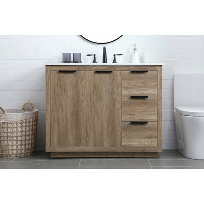 42 Inch SIngle Bathroom Vanity In Natural Oak