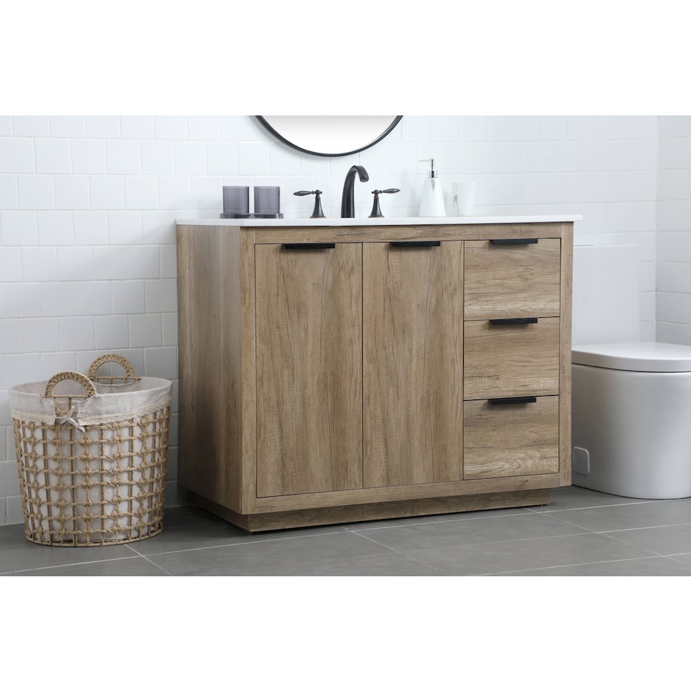 42 Inch SIngle Bathroom Vanity In Natural Oak
