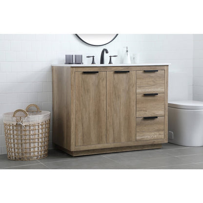 42 Inch SIngle Bathroom Vanity In Natural Oak