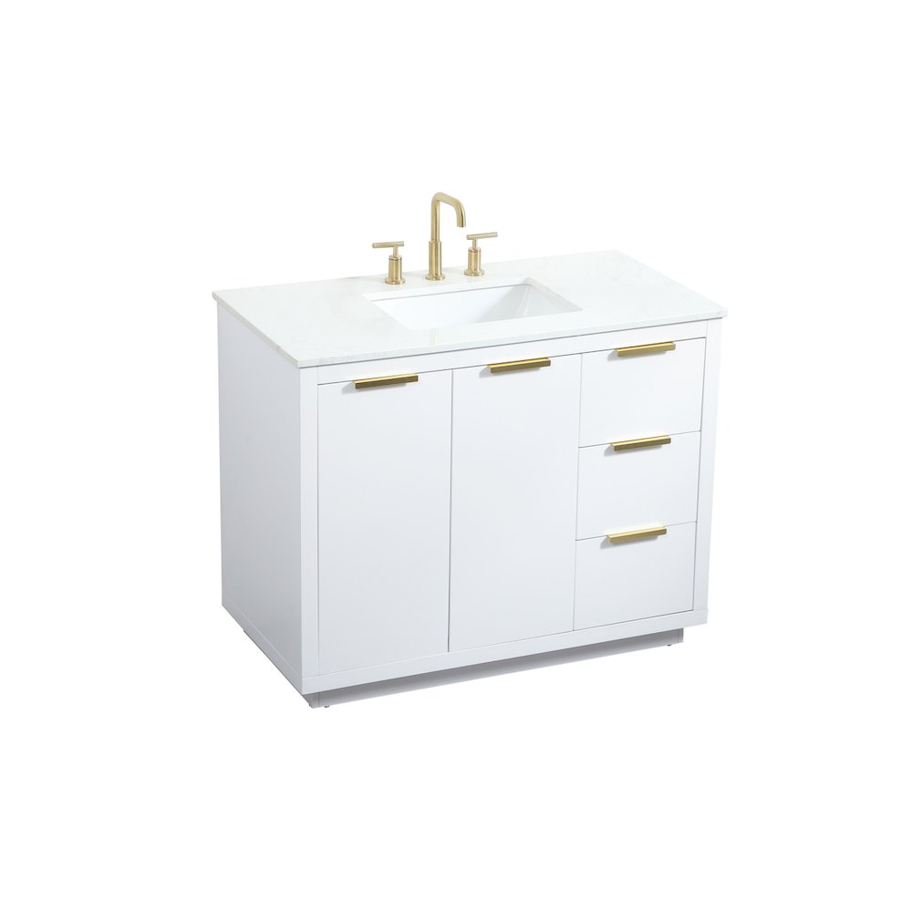 42 inch Single bathroom vanity in white