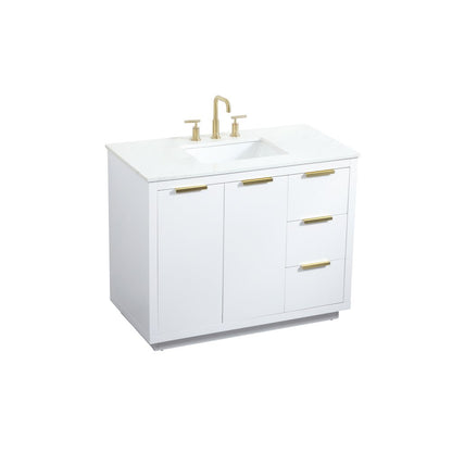 42 inch Single bathroom vanity in white