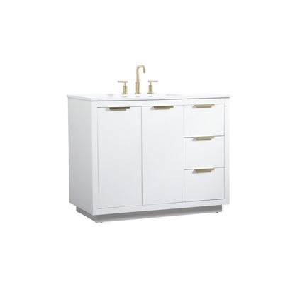 42 inch Single bathroom vanity in white