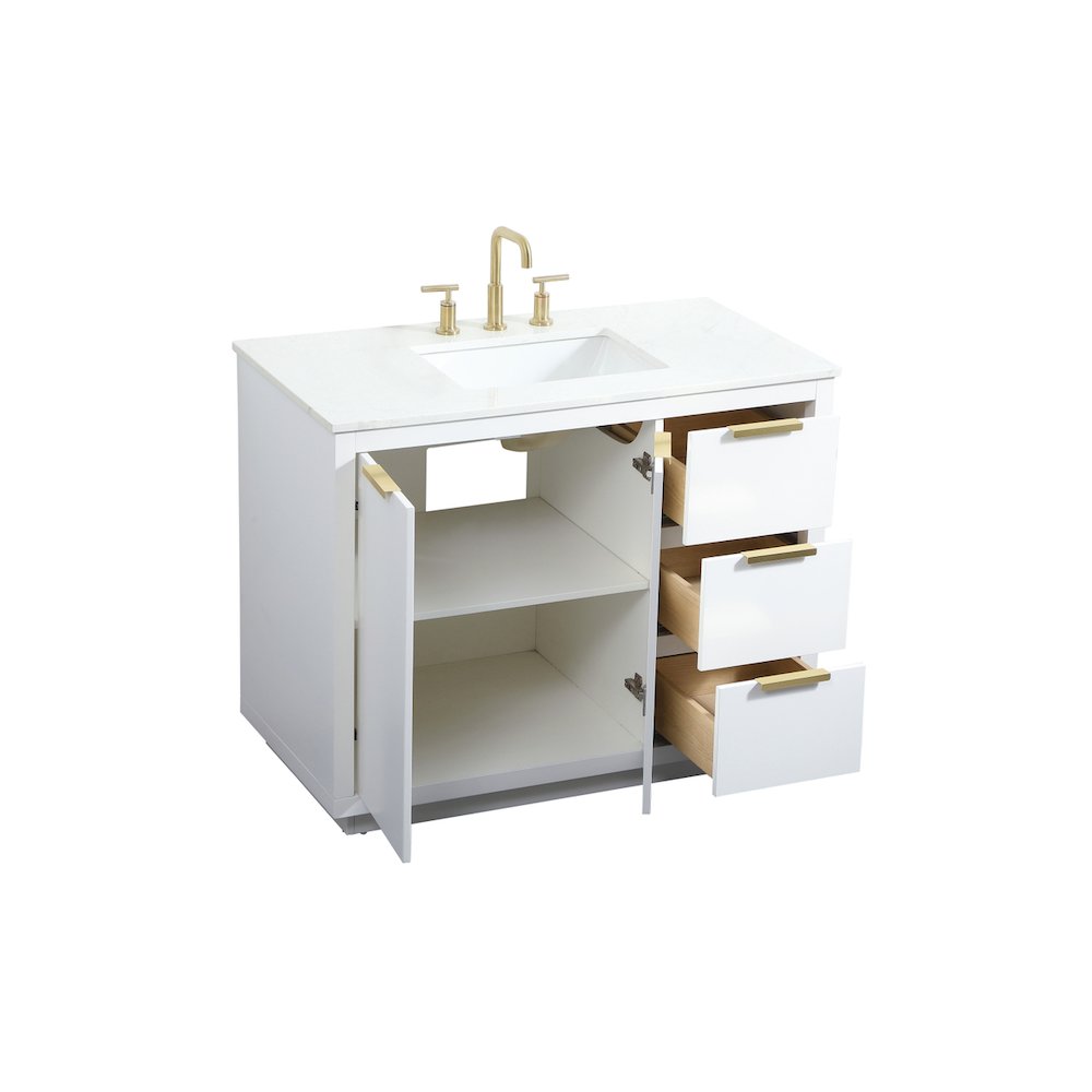 42 inch Single bathroom vanity in white