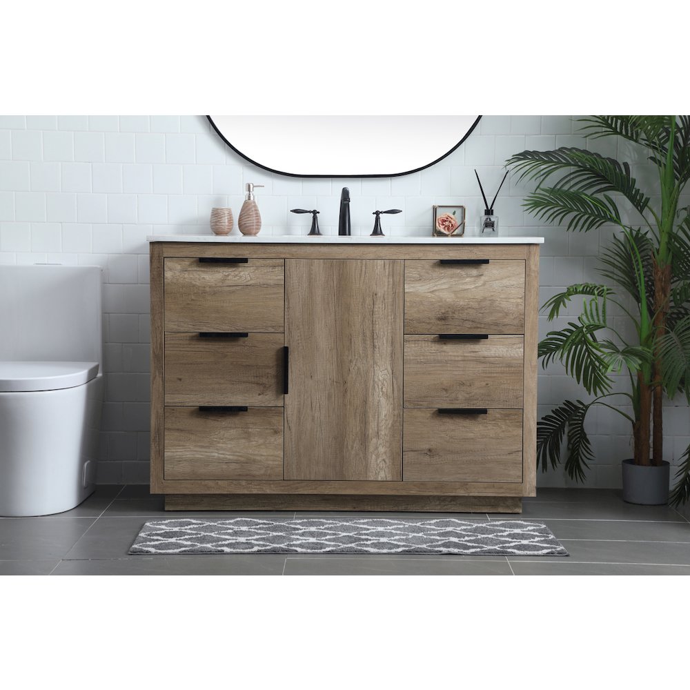 48 Inch SIngle Bathroom Vanity In Natural Oak